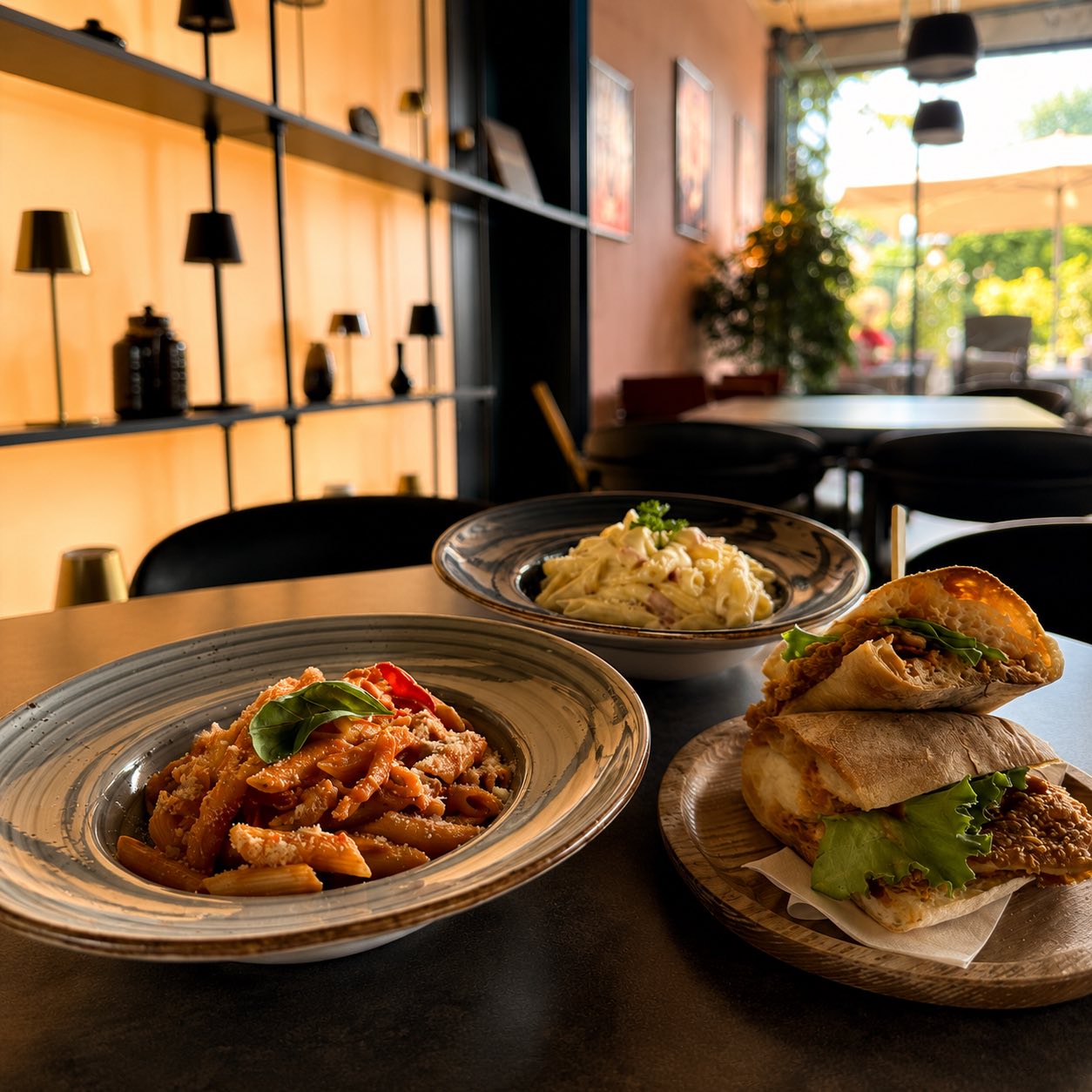 Pasta, burger dhe një pjatë nga kuzhina e Boka Lounge
